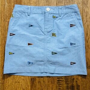 Polo Ralph Lauren Light Blue Embroidered  Skirt Girls Size 8